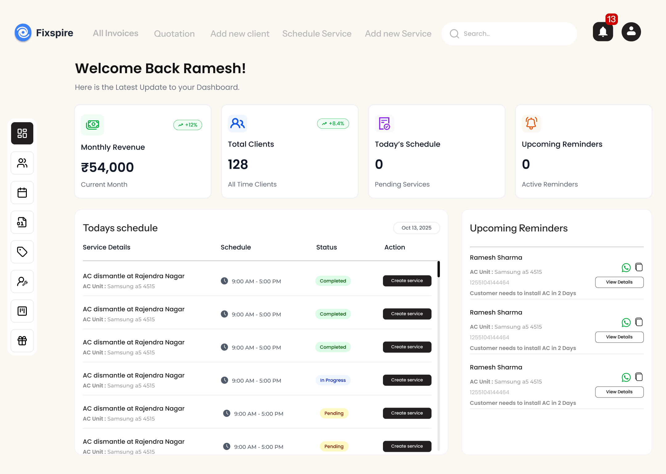 Fixspire Dashboard